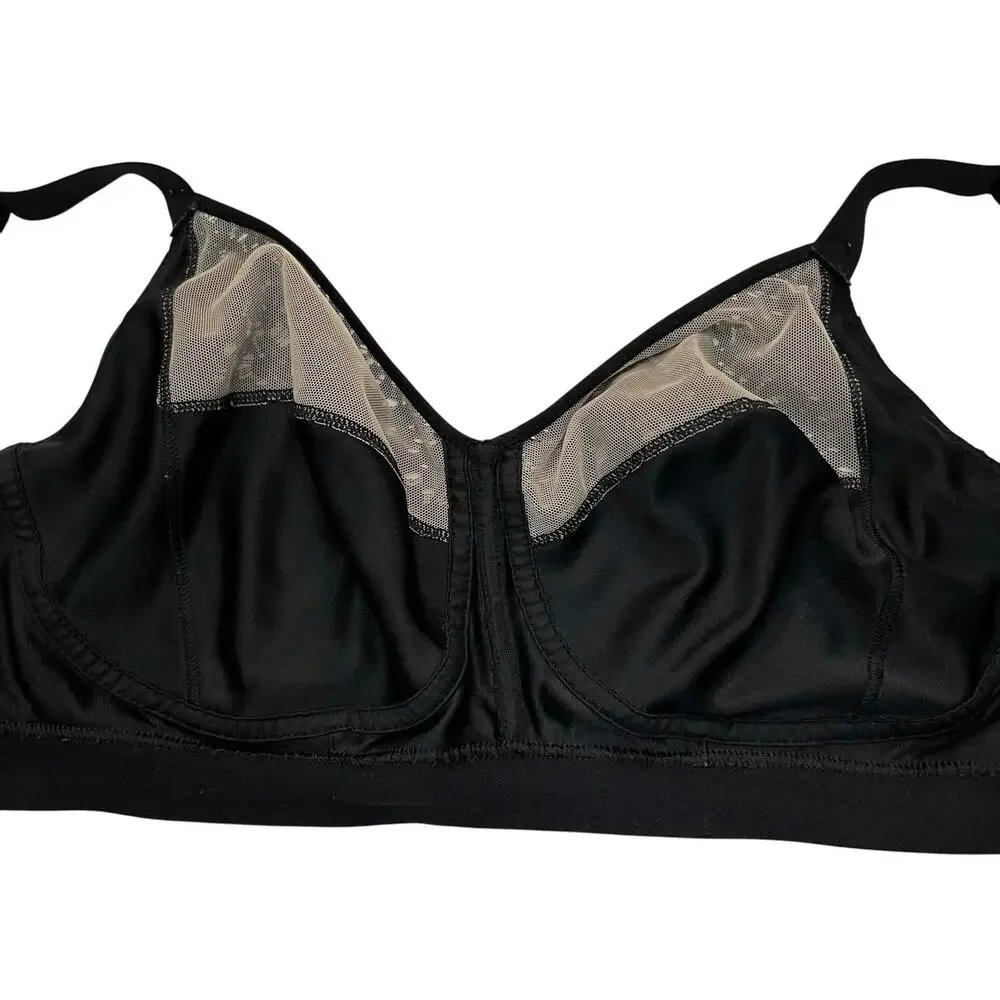 Chantelle Norah Supportive Wireless Bra 36DD Black Lace Comfort Back Close